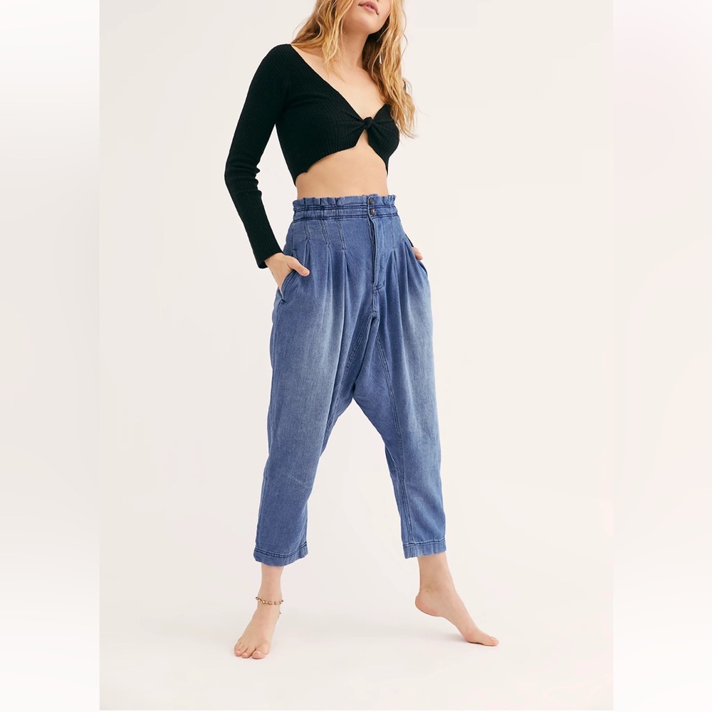 Free People We The Free “Mover and Shaker” Paper Bag Pants. Very oversized. EUC - Picture 6 of 6